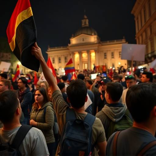 Giovani che partecipano a una manifestazione a Roma