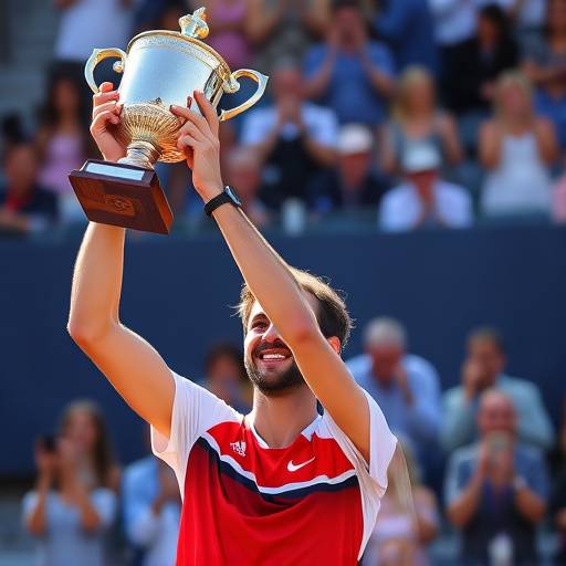 Jannik Sinner che alza il trofeo del torneo di tennis di Roma