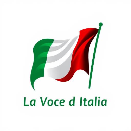 Logo de La Voce d'Italia, una stilizzazione della bandiera italiana che ondeggia al vento