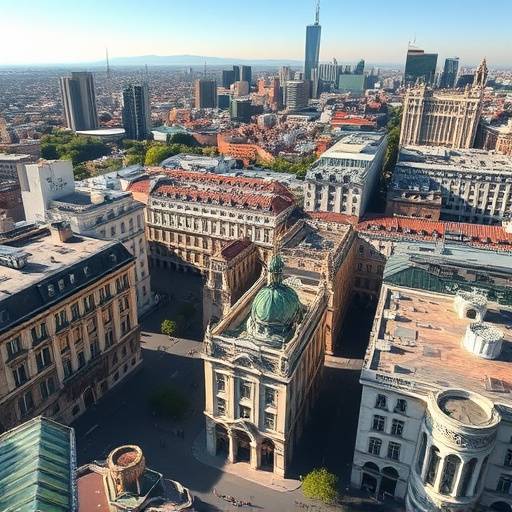 Vista aerea di Milano con nuovi edifici in costruzione
